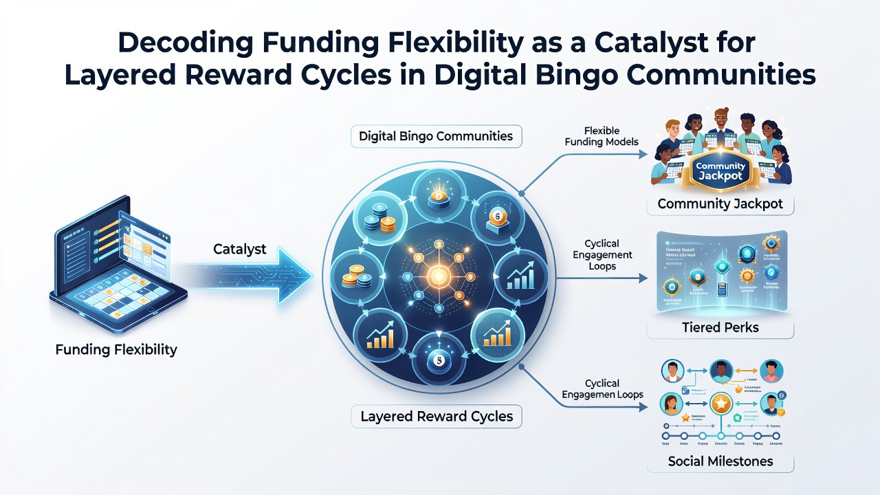 Layered bingo reward dashboard with funding and bonus progression visuals