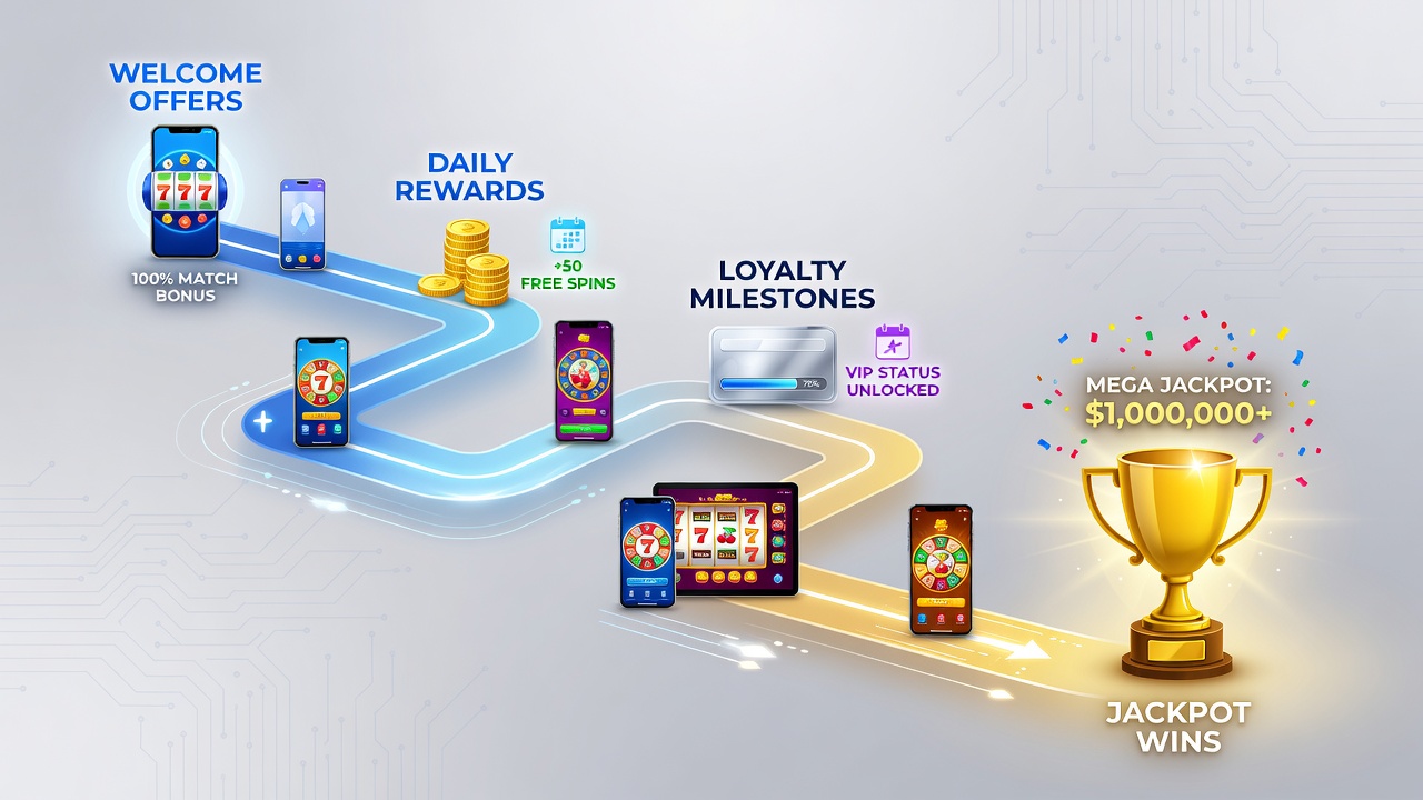 Smartphone displaying jackpot win notification during a mobile slots session with bonus indicators visible
