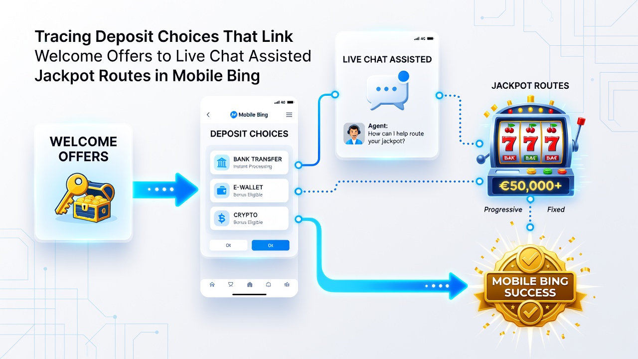 Live chat interface assisting mobile slot and bingo players with jackpot routes after deposits